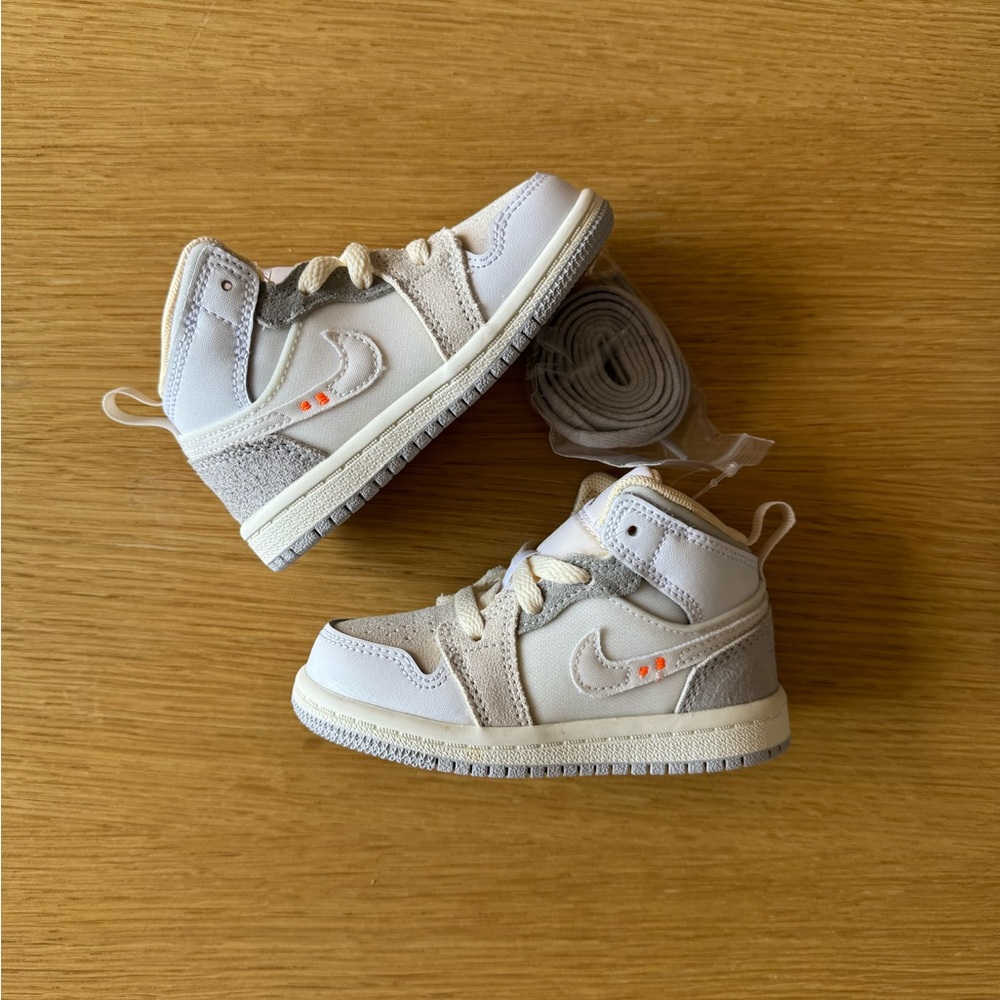 Toddler White and Gray Jordan Sneakers